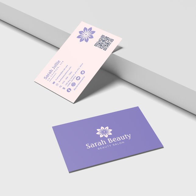 Beauty Salon Minimalist Scannable QR Code Business Card (Creator Uploaded)