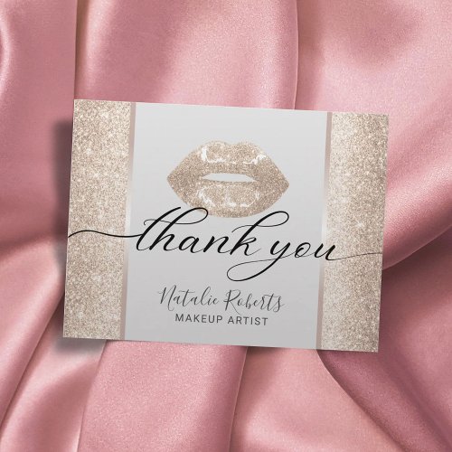 Beauty Salon Modern Ivory Gold Glitter Thank You Postcard