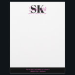Beauty Salon Monogram Custom Logo Black Pink White Letterhead<br><div class="desc">Beauty Salon Monogram Custom Logo Black Pink White Letterhead</div>