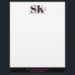 Beauty Salon Monogram Custom Logo Black Pink White Letterhead<br><div class="desc">Beauty Salon Monogram Custom Logo Black Pink White Letterhead</div>