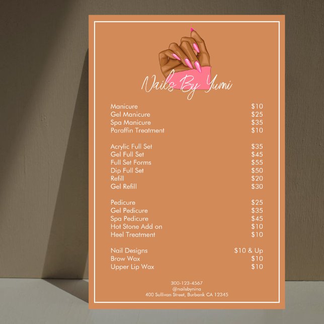 Beauty Salon Nail Artist Pricelist Services Foam Board (Creator Uploaded)