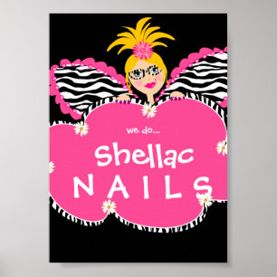 Beauty Salon Nails Cute Fairy Fashion Poster Pink