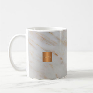 Beauty salon name gold copper marble monogram coffee mug
