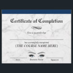 Beauty Salon Navy Marble Certificate of Completion<br><div class="desc">Modern Navy Blue Border Marble Beauty Course Certificate of Completion Awards.</div>