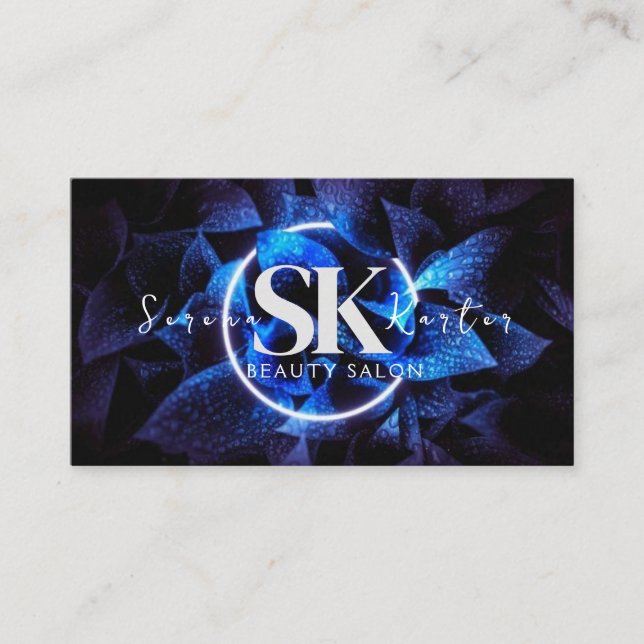 Beauty Salon Neon Abstract Woman Modern  Business Card (Front)