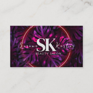 Beauty Salon Neon Abstract Woman Modern  Business Card