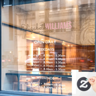 Beauty Salon Open Hours  Window Cling