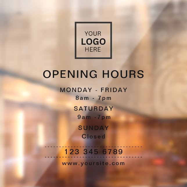 Beauty salon opening hours transparent window cling (Sheet 2)