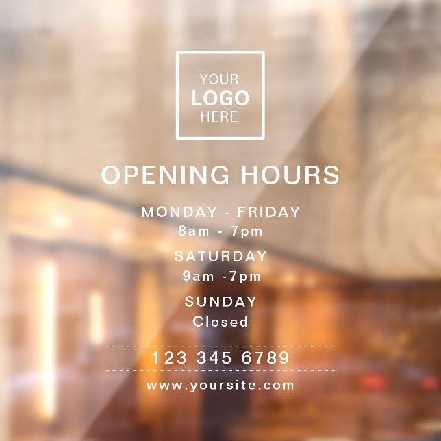 Beauty salon opening hours transparent window cling (Sheet 2)