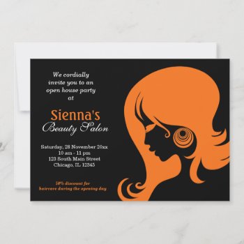 Beauty Salon (orange) Invitation by graphicdesign at Zazzle