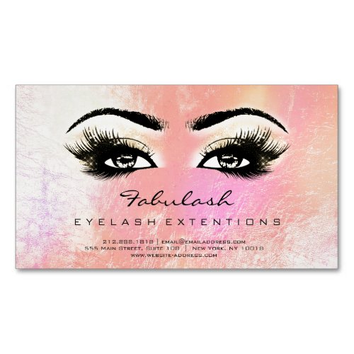 Beauty Salon Peach Rose Paste Adress Makeup Lashes Business Card Magnet