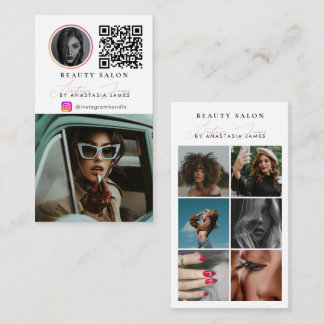 Beauty Salon Photo Feed Social Media QR Code Business Card