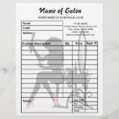 Beauty Salon Pink and Black Girly Girl Order Forms (Front)