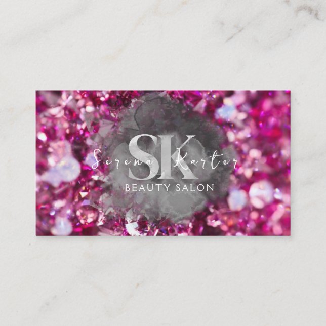 Beauty Salon Pink Diamonds  Business Card (Front)