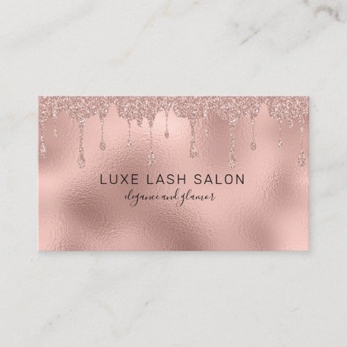 Beauty Salon Pink Glitter Rose Gold Business Card