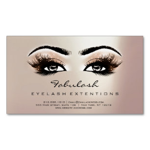 Beauty Salon Pink Rose Gold Adress Makeup Lashes Business Card Magnet