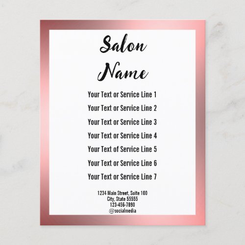 Beauty Salon Pink White and Black Text Template Flyer