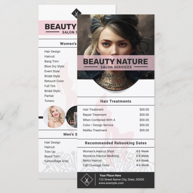 Beauty Salon Price List Rack Card (Front/Back)