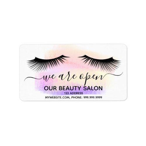 Beauty salon purple pink white lashes label