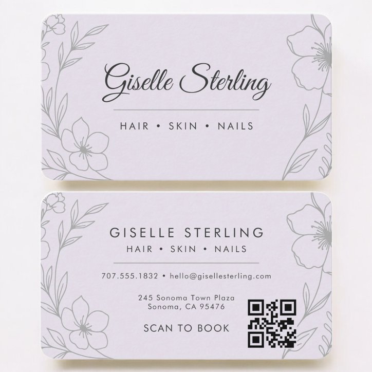 Beauty Salon Purple QR Code Professional Business Card
