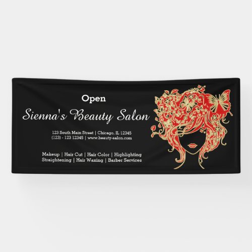 Beauty Salon red gold  choose background color Banner