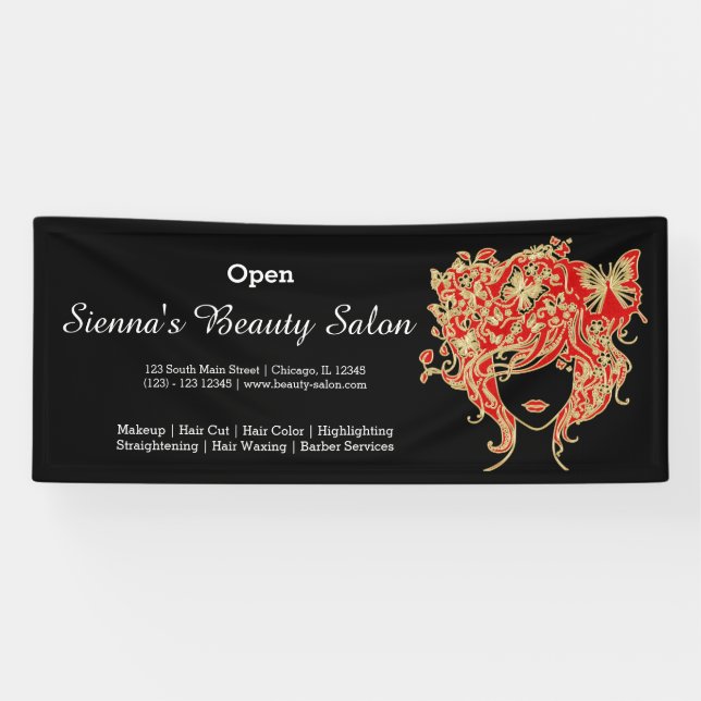 Beauty Salon (red gold) * choose background color Banner (Horizontal)