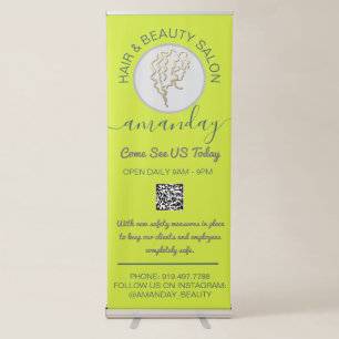 Beauty Salon Reopening Logo Hairdresser QR Code Re Retractable Banner