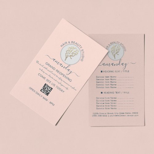 Beauty Salon Reopening  Logo QR CODE Price Rose Flyer