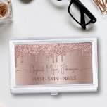 Beauty Salon Rose Gold Brushed Metal Glitter Drips Business Card Case<br><div class="desc">Elevate your beauty business with our Beauty Salon Rose Gold Brushed Metal Glitter Drips Business Card Case! Add a touch of elegance and glamour with gold rose glitter drips on a brushed metal backdrop, capturing the essence of your services. Personalize it with your name to make a statement that's uniquely...</div>