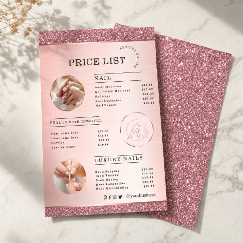 Beauty Salon Rose Gold Glitter flyer