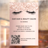 Beauty salon rose gold glitter lashes QR code