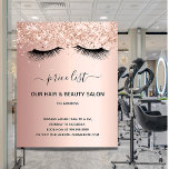 Beauty salon rose gold glitter price list lashes flyer<br><div class="desc">A rose gold gradient background,  with glitter,  sparkles and a black lashes.  On front: The text: Price list. Personalize and add your name and address.
Back:  your text,  prices.

To keep the swashes only delete the sample text,  leave the spaces or emoji's in front and after the text.</div>