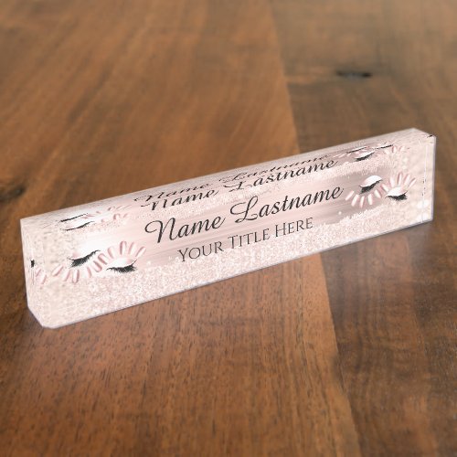 Beauty Salon Rose Nails Lashes Makeup Artist Desk Name Plate