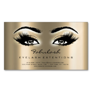 Beauty Salon Sepia Gold Adress Makeup Lashes Business Card Magnet