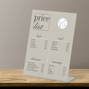 Beauty Salon Service Price List Pedestal Sign