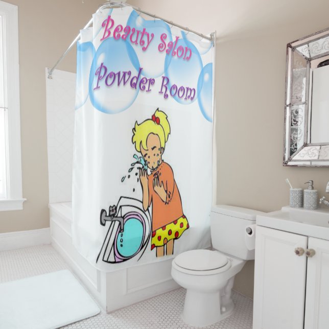 Beauty Salon Shower Curtain Powder Room (In Situ)