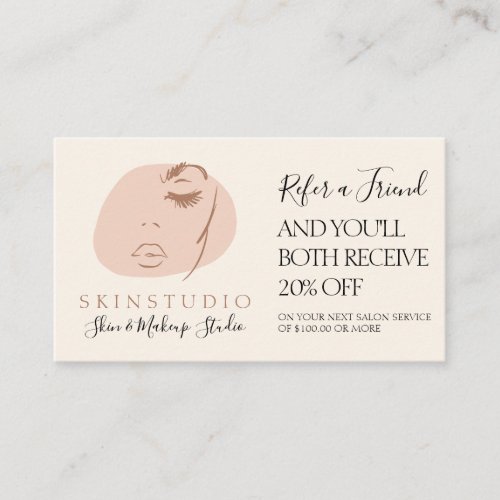 Beauty Salon Skincare Spa Client Loyalty Promotion Referral Card