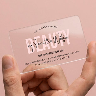 Beauty Salon Spa Aesthetician Feminine Blush Pink Clear Business Cards