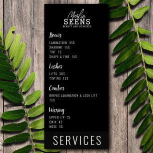 Beauty Salon Treatment Menu Design Black