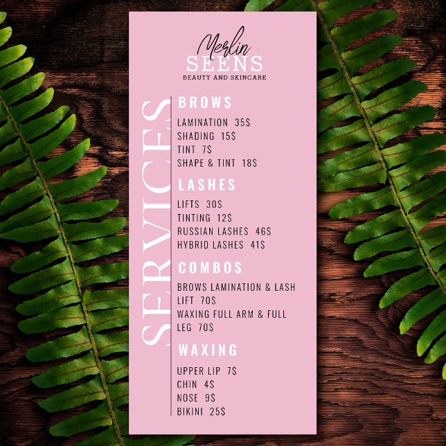 Beauty Salon Treatment Menu Design Pink (Creator Uploaded)
