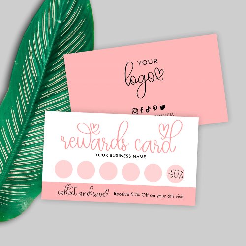 Beauty Salon Trendy Heart Script Font Loyalty Card