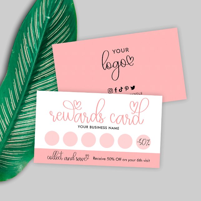 Beauty Salon Trendy Heart Script Font Loyalty Card (Creator Uploaded)