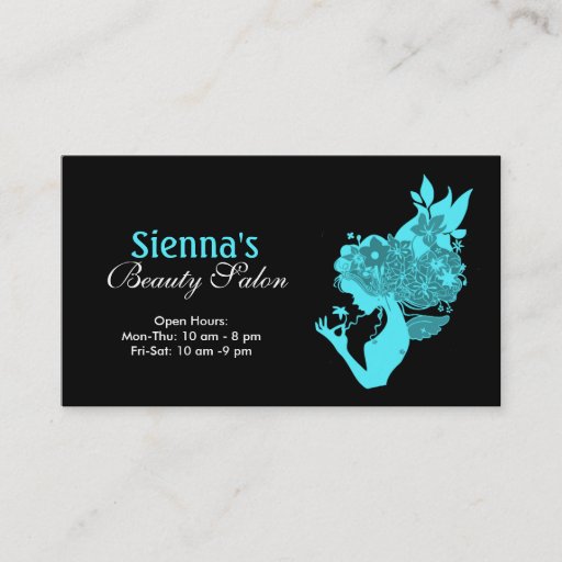 Customizable Beauty Salon (Turquoise) Business Card Template