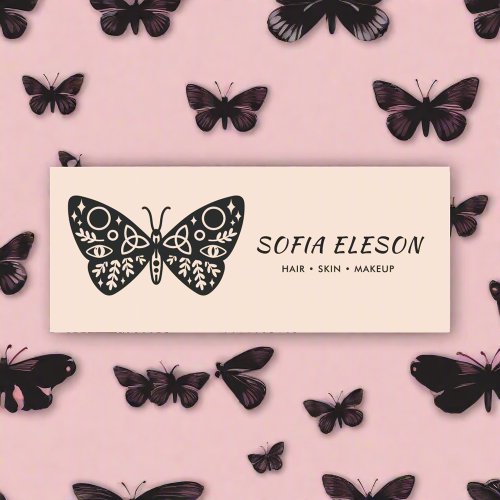  Beauty salon Uniform Blush Pink  Black Butterfly Name Tag