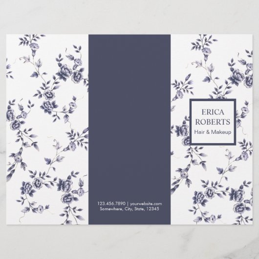 Beauty Salon Vintage Chinoiserie Blue Floral (Front)