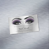 Beauty Salon Violet Silver Adress Makeup Lashes Business Card Magnet (In Situ)