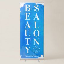 Beauty Salon Watercolor Blue Vertical Sign