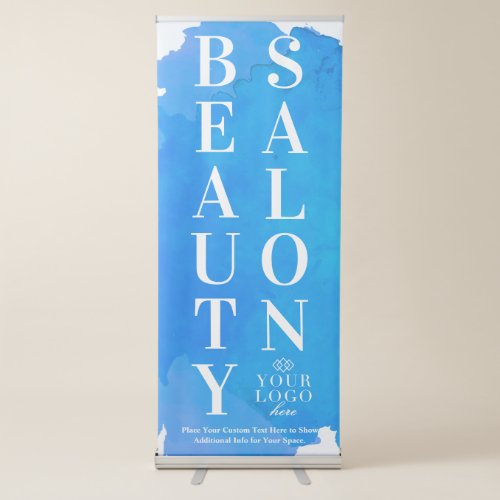 Beauty Salon Watercolor Blue Vertical Sign
