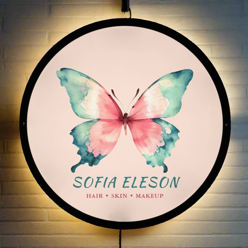 Beauty Salon Watercolor Butterfly Professional  LED Sign