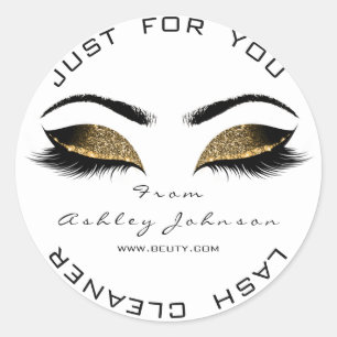 Beauty Salon White Glitter SPA Gold Lashes Cleaner Classic Round Sticker